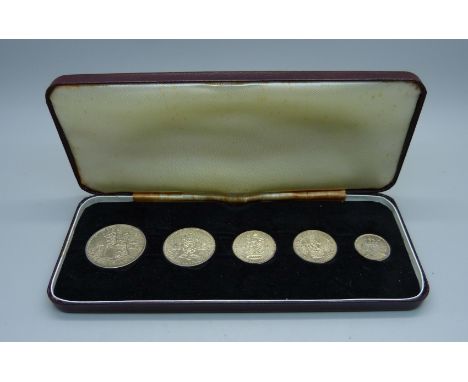 A 1946 specimen silver coin set (5), last of silver issue, cased 