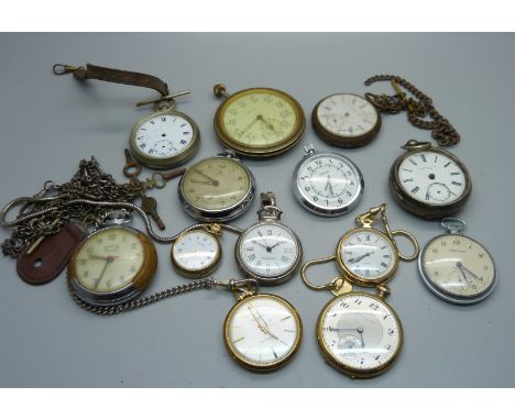 A collection of pocket watches including one silver cased 