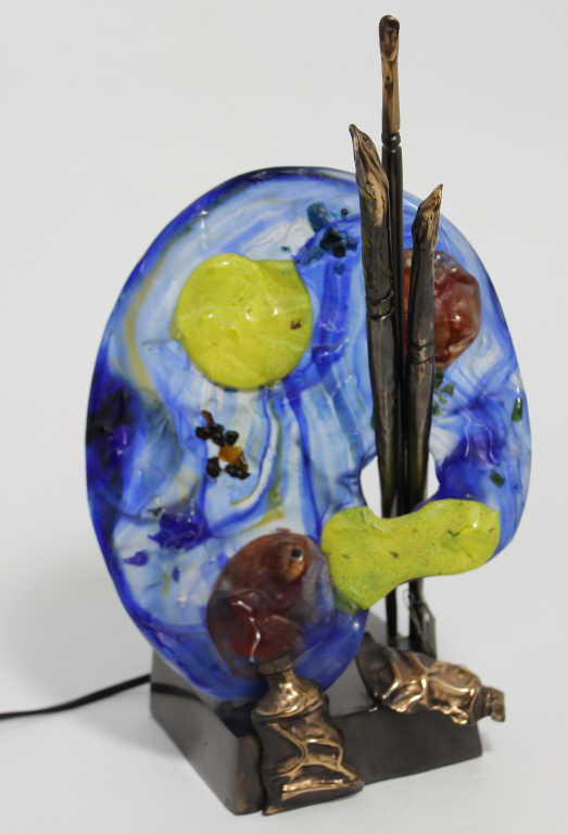 Yves LOHE (1947) "La palette" sculpture en bronze et pâte de verre