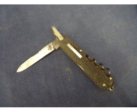 Unusual Sheffield made combination knife with 2 1/2 inch folding main blade marked N26 Norfolk Street Sheffield, folding saw 