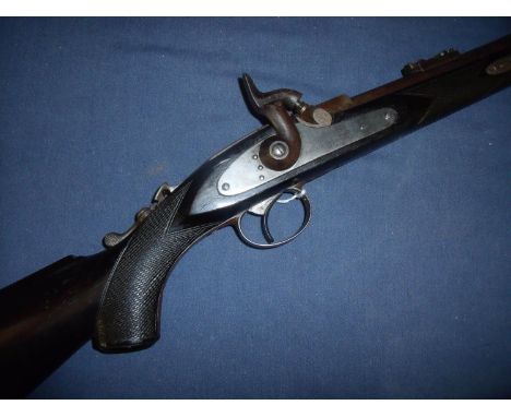 Westley Richards .450 Monkey Tail percussion breech loading rifle with 20 inch barrel, fixed fore sights and adjustable rear 