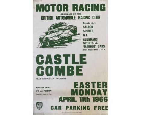 BARC Motor Racing original poster, organised by the British Automobile Racing Club, Events for Saloon Sports G.T. Clubmans sp