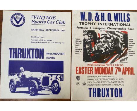 Two original Motor Racing posters, Thruxton vintage sports car club, September 13th, condition good with light fold marks 48c