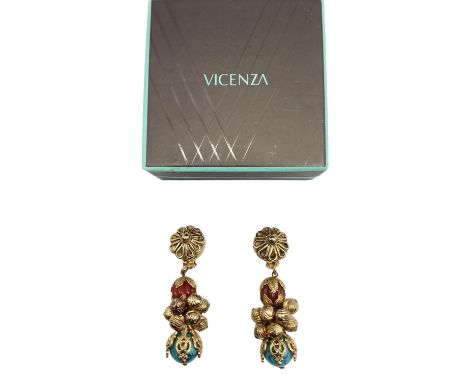 A pair of couture chandelier style earrings set with synthetic hardstones by Moschino 