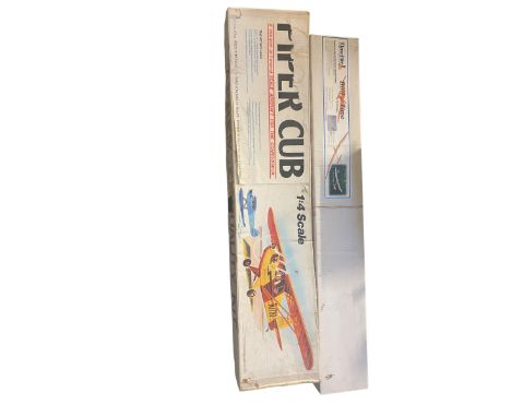 Four radio controlled model aircraft for assembly.  To include Solution XL, Piper Cub, Bird of Time, Kulbutin 3D Glider and a