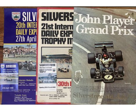 Three original motor racing posters, two with original official programmes (see photos) Silverstone 20th International April 