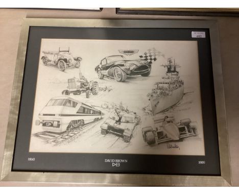 1Print ‘The Jaguar Legend’ after Lionel Rouse. Depicts Duncan Hamilton’s D-Type Jaguar with Sir William Lyons inset. Faded si