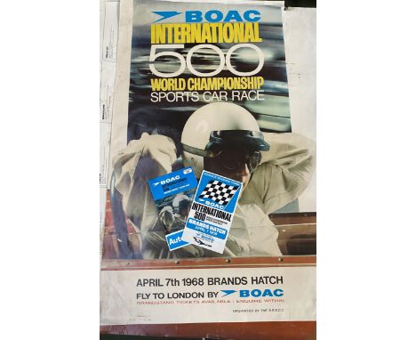 Four original motor racing posters, together with an original booking form and an original programme (BOAC International) RAC