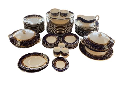 A Royal Worcester dinner service, Monte Carlo, circa 79 items in total. 18 dinner plates, 17 desert/medium-smaller plates, 18