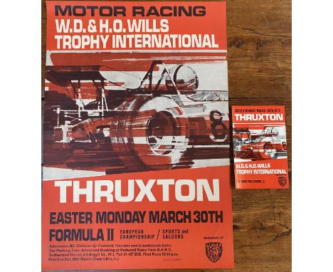 Thruxton original BARC motor racing poster together with original souvenir programme, WD &amp; HO Wallis Trophy International