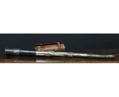 An early 20th century four-draw military telescope, by C W Dixey &amp; Son, opticians to The Queen, 3 New Bond Street, London