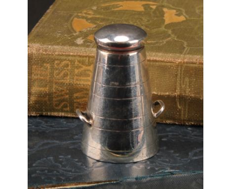 A Victorian silver novelty condiment, as a milk churn, 4.5cm high, Shepherd &amp; Saunders, Chester 1899