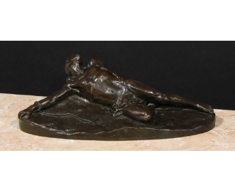 Anton van Wouw (1862-1945), by, Victor Van Hove (Belgian, 1826-1891), after, a dark patinated bronze, Esclave Après la Baston