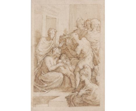 Parmigianino, Girolamo Francesco Maria Mazzola (1503-1540)  Adoration of the Shepherds  dry-point etching, 13.5cm x 9cm