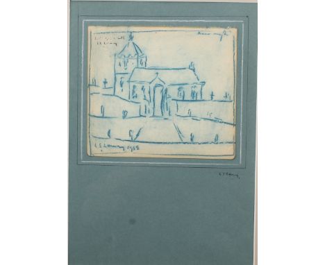 After L. S. Lowry (1887-1976) View of a Church signed, dated 1958, crayon, 16cm x 18cm