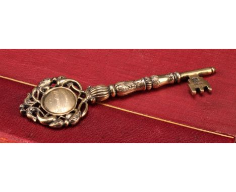 Copoclephily - a George V Scottish silver-gilt presentation key, To John Train Esq, JP, 1st November 1921, Presented by the A