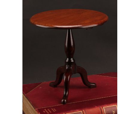 Miniature Furniture - a Victorian mahogany and oak tripod occasional table, circular tilting top, turned pillar, cabriole leg