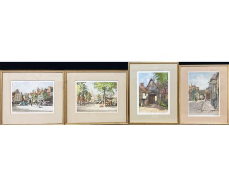 William Tatton Winter, R.B.A., (1855 - 1928), by and after, a pair, The Market Square, and The Canal, hand-coloured engraving