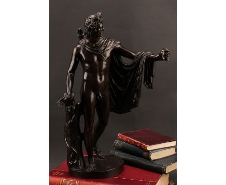 French School (19th century), a brown patinated bronze, Apollo Belvedere, possibly Ferdinand Barbedienne (1810-1892), foundry