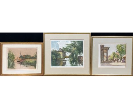 William Tatton Winter R.B.A., (1855-1928), by and after, three hand-coloured engravings, ‘The Water Mill at Sturry and Fordwi