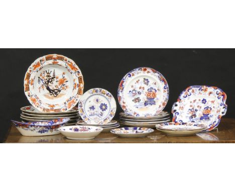 A collection of 19th century ironstone and other pottery, various forms, patterns and makers, Mintons, etc