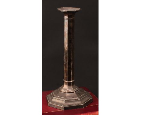 A George V silver octagonal table lamp, loaded, 30.5cm high, Hawksworth, Eyre &amp; Co, Sheffield 1923