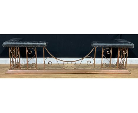 An Arts &amp; Crafts period copper club fender, 53cm high, 215cm wide, 56cm deep, c.1915
