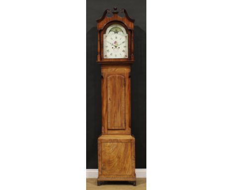 A 19th century mahogany longcase clock, 30.5cm arched dial inscribed RD HARDY NOTTM [Nottingham], Roman and subsidiary Arabic