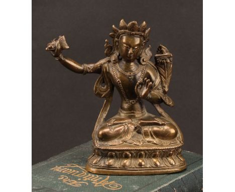 Chinese School (19th century), a bronze, Tara, lotus base, 10.5cm high