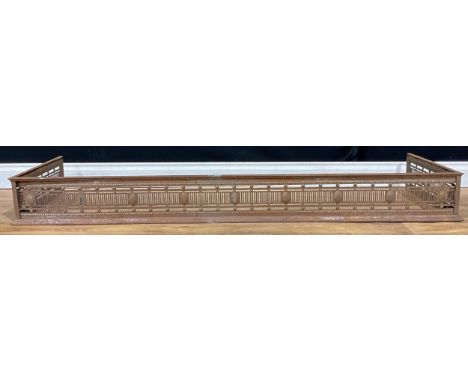A 19th century pierced steel fire curb or fender, 17.5cm high, 163.5cm wide, 45.5cm deep