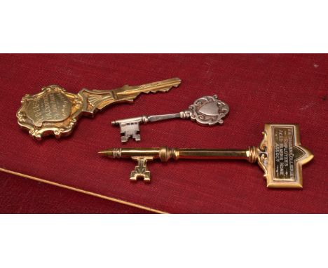 Copoclephily - Military Interest - an Elizabeth II silver-gilt presentation key, Teritorial Army, C.O.T.A.F.A, TA Centre, Sla