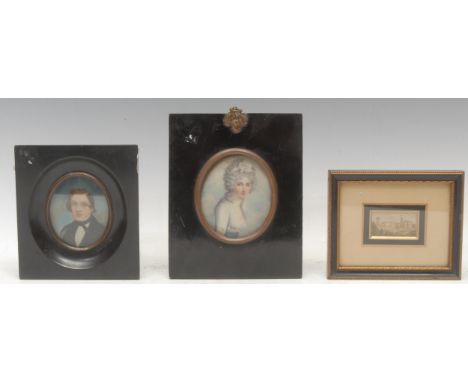After Richard Cosway (early 20th century), a portrait miniature, Catherine Rebecca Gray, Lady Manners, watercolour, oval, 9cm