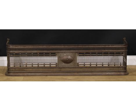 An Arts &amp; Crafts period steel fire curb or fender, 39cm high, 144.5cm wide, 46cm deep, c.1910