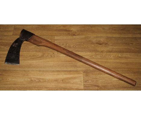 A Belgian long axe, the cheek stamped POLET BORSBEKE 2 1/2, 100cm long