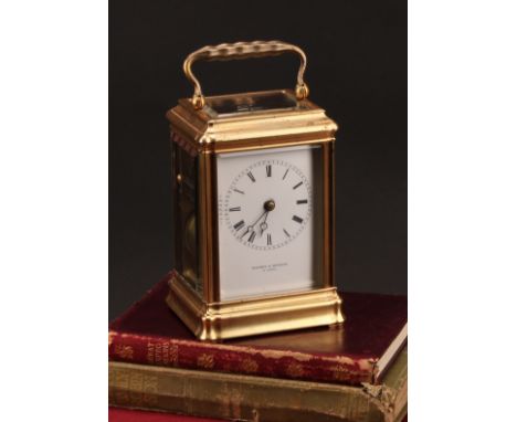 A late 19th century French gilt brass petit sonnerie carriage clock, by Vieyres &amp; Repingon, Paris, 6cm rectangular dial i