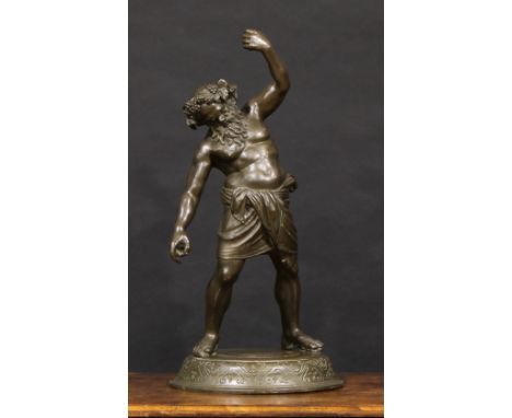 Italian Grand Tour School (19th century), a brown patinated bronze, Silenus, after the example excavated at Pompeii, domed ci