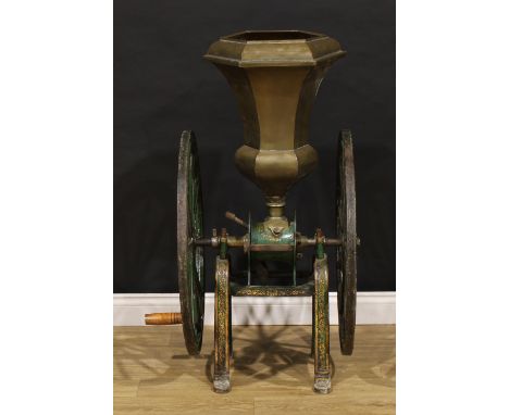 A large late Victorian cast iron coffee grinder, by Parnall &amp; Sons, brass bean hopper, 110cm high, c.1895
