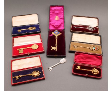 Copoclephily - a Victorian Gothic Revival gilt metal and enamel presentation key, Denton and Haughton Cooperative Society, Pr
