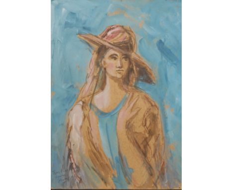 English School (20th century)Lady in Hat, in the style of Picasso   bearing signature, oil on board