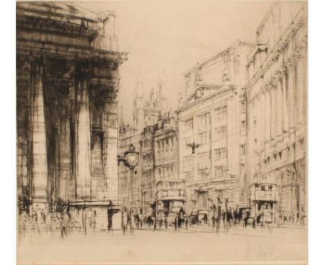 William Walcot (1874-1943) The Royal Exchange, London signed, etching, 17.5cm x 20cm
