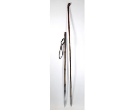 Sporting: A Otter Hunting Pole and Otter Spear, circa 1917, a short length Otter spear (probably reduced down from a longer s