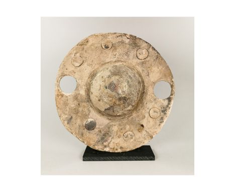 Ca. 300-100 BC Rare Central Europe Celtic large iron circular umbo; with a raised central section; original nails still attac