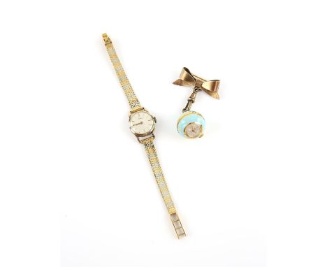 Fidelius, A Ladies gold plated wristwatch the signed silvered dial with baton hour markers and gold hands, fitted with a 17 j