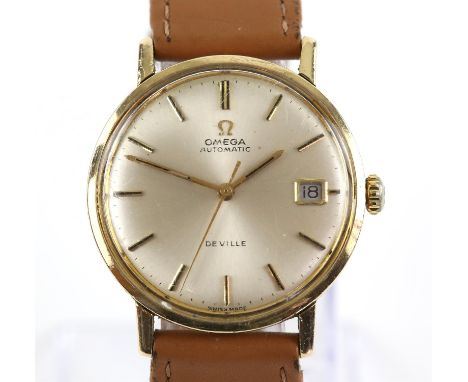 Omega  A Gentleman's Sea master de Ville gold wristwatch , the signed dial with gold baton hour markers, minute track ,and da