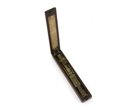 George III mahogany and brass set of folding guinea scales by A Wilkinson, with a printed paper label inscribed 'A. Wilkinson