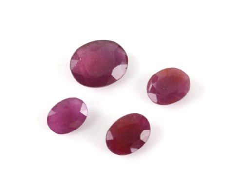 Four loose faceted oval cut rubies, estimated weights 7.57 carats, 4.18 carats, 3.88 carats and 3.07 caratsCondition Report: 