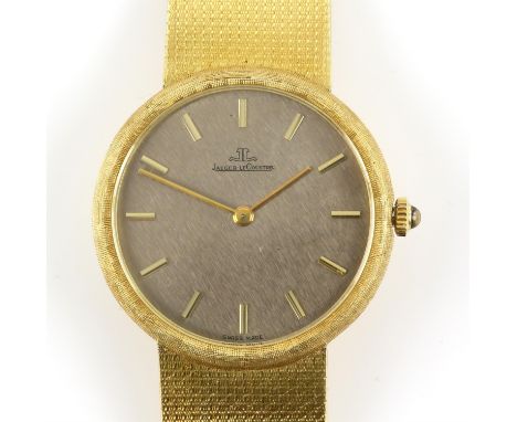 Jaeger Le Coultre, a reference 4439 yellow gold Gentleman's wristwatch, the signed matt silver dial with gold baton hour mark