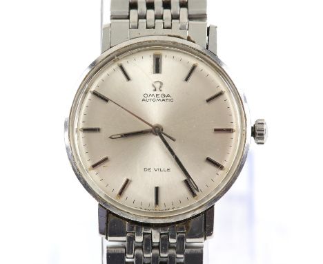 Omega, A Gentleman's Seamaster De Ville, stainless steel wristwatch, the signed silvered dial with baton hour markers and min