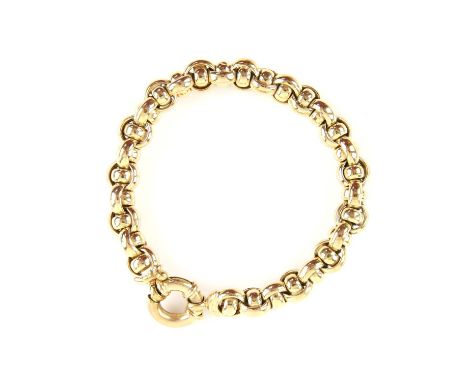 Fancy link bracelet, with a large bolt ring clasp, in 9 ct, length approximately 21 cmCondition Report:  Gross weight approxi