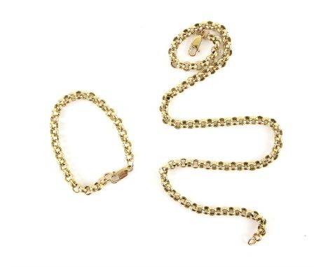 Belcher link chain, measuring 50.5cm, and matching bracelet, measuring 19cm, both stamped 14 ctCondition Report:  Gross weigh